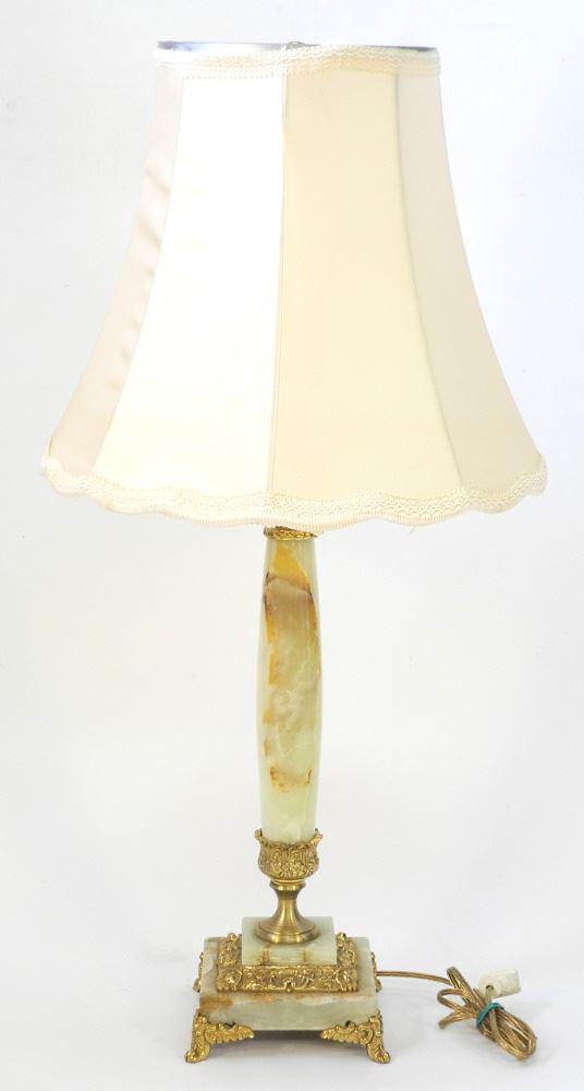 Gilt Metal Mounted Onyx Candlestick Table Lamp, 28 1/2" (1 of 2)