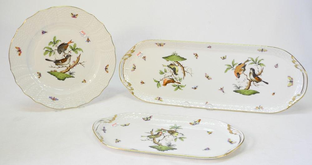 3 Herend Hungary Porcelain Dishes: 2 oblong trays (14 (1 of 6)