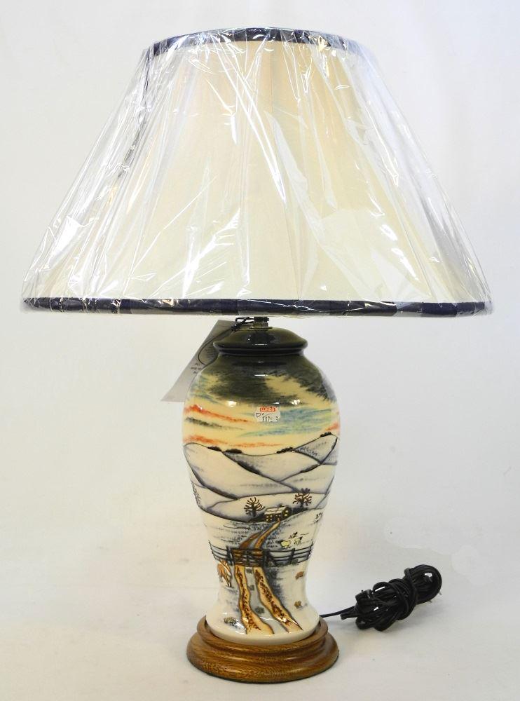 Moorcroft Table Lamp, pottery section 10 3/4" high. (1 of 3)