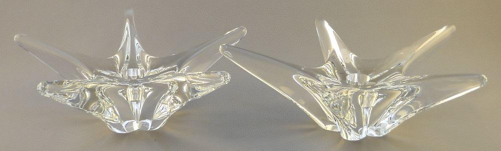 Pair of Daum France Crystal Candlesticks, 8 1/2" wide. (1 of 2)