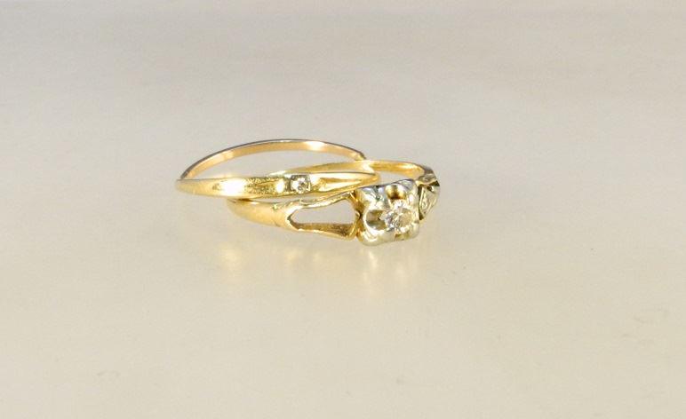 14-18K Gold & Diamond Wedding & Engagement Ring Set, (1 of 3)