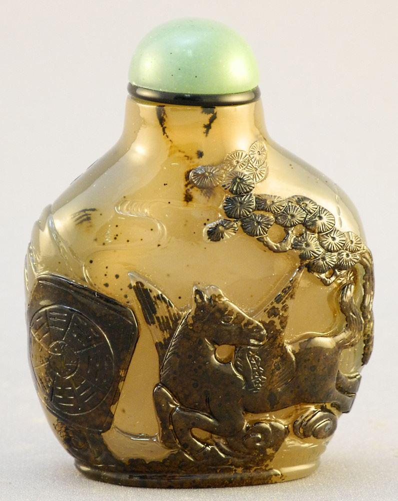 Grey Agate Quartz with black skin carved in flying (1 of 7)