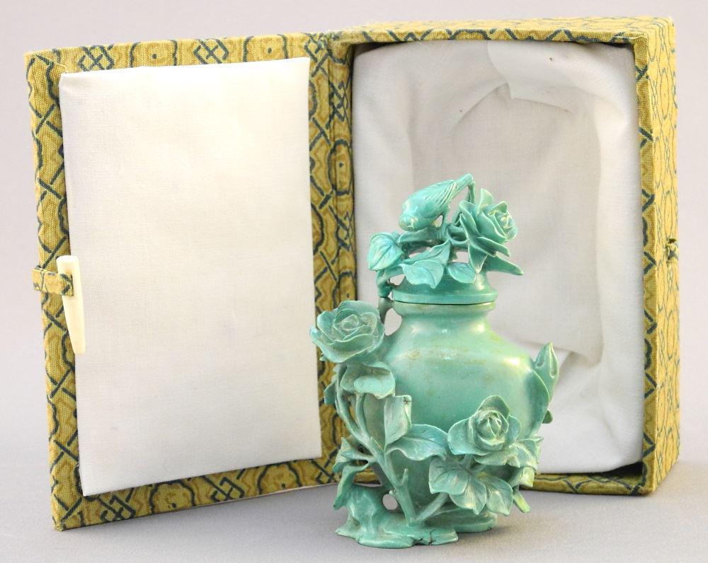 Chinese Turquoise Boulder "Vase" Snuff Bottle, 3 1/4" (1 of 6)