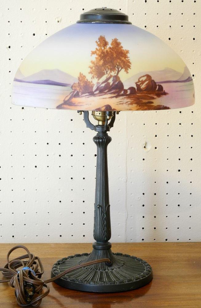 American Pittsburgh Lamp Brass & Glass Co. Hand Painted (1 of 5)