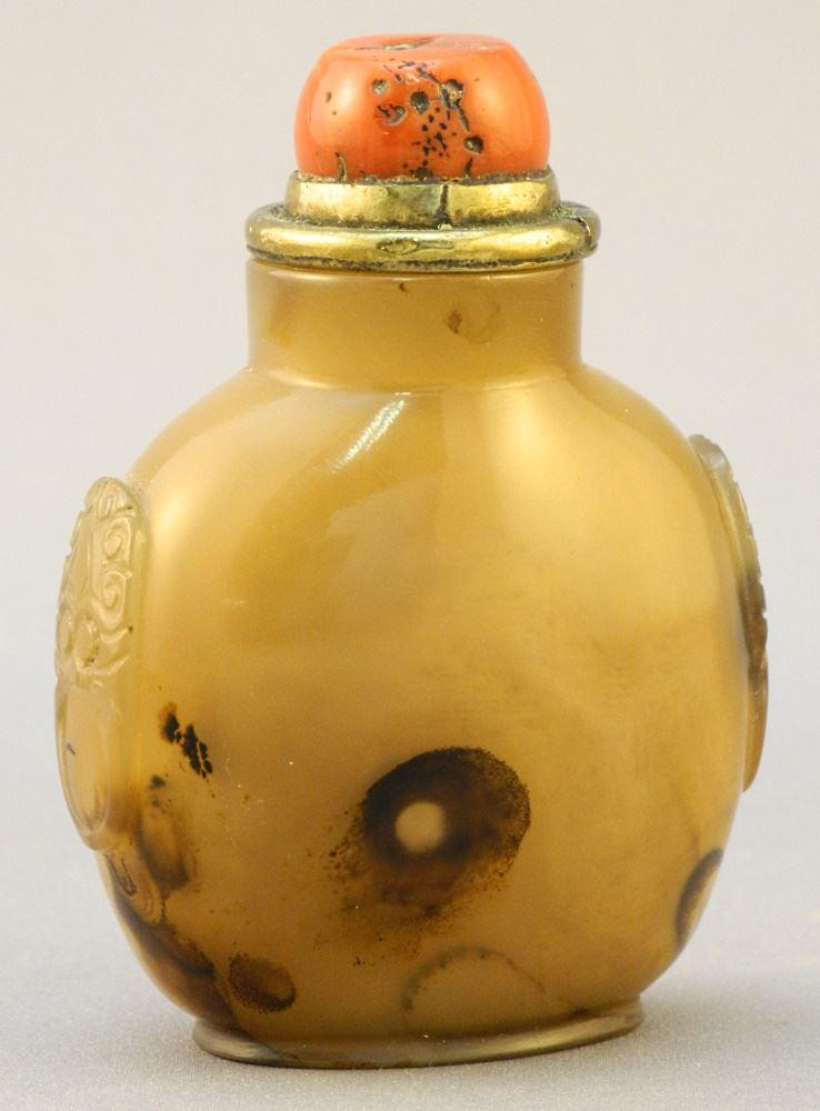Brown Quartz Agate Snuff Bottle, 2 3/16". (1 of 5)