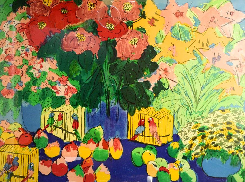 Limited Edition Lithograph signed Walasse Ting, 46" x (1 of 6)