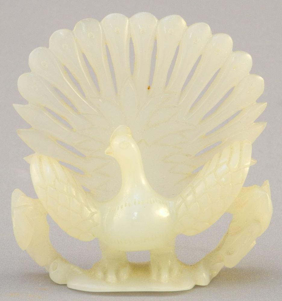 Mughal Style White Jade Bird Carving, 2 1/2" high. (1 of 5)