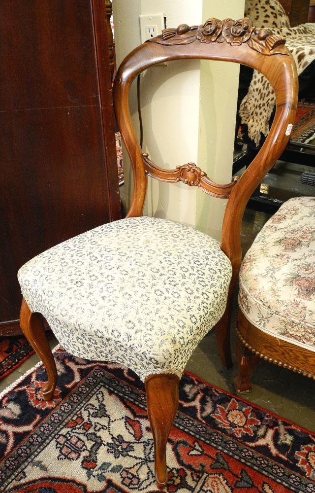 Victorian Walnut Tasseled Side Chair, 35 1/2" high. (1 of 1)