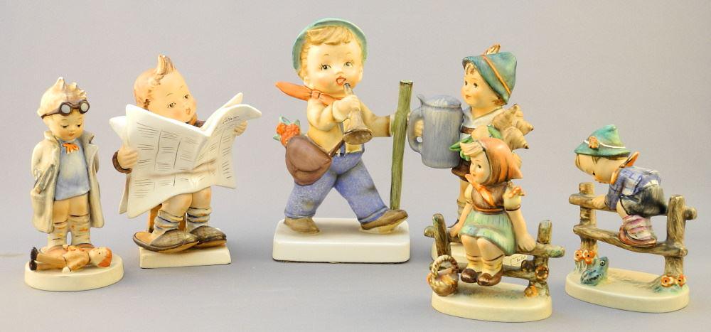 5 Hummel Figurines & 1 Japanese #184, chipped.: 5 Hummel Figurines & 1 Japanese #184, chipped.