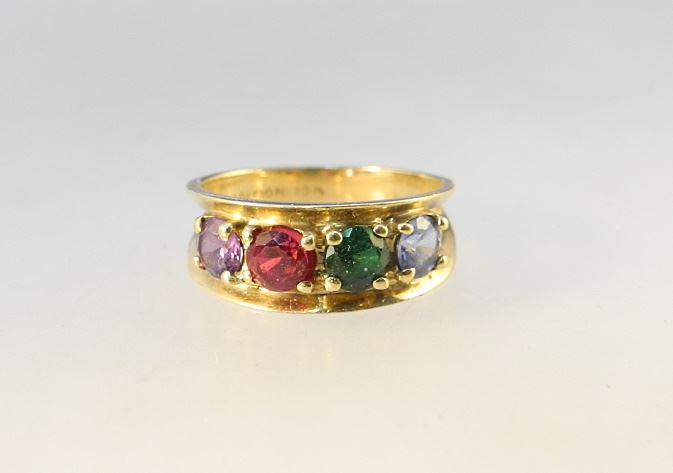 10K Gold & Multi Coloured Gemstone Ring, 0.11ozt. (1 of 2)