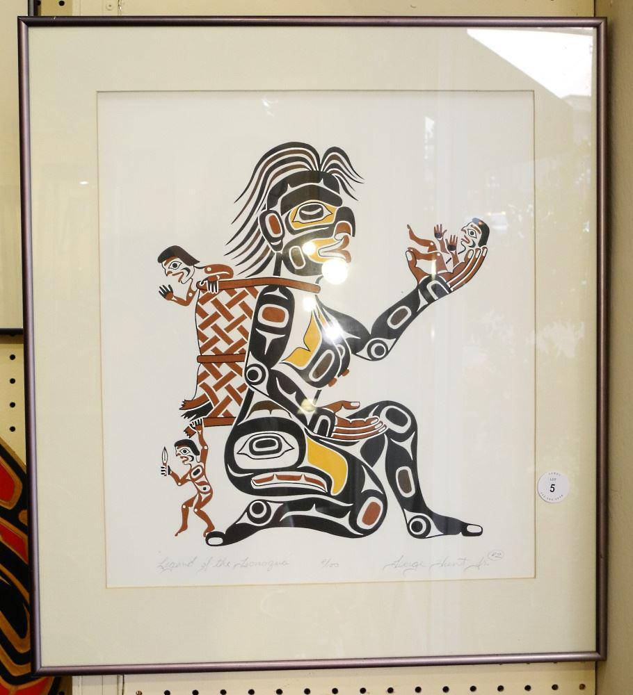 Kawgiulth Serigraph signed George Hunt Jr., #8/100, 17" (1 of 2)