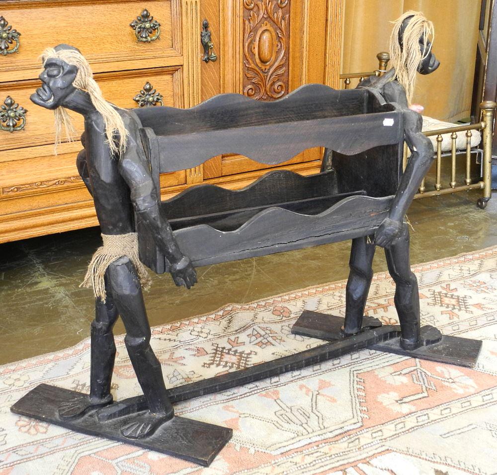 Carved Figural Magazine Holder, 26 1/2" high. (1 of 3)