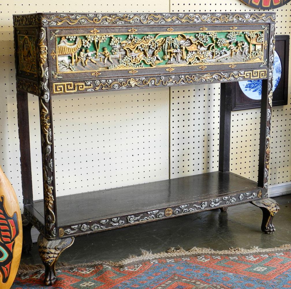 Chinese Decorated Rectangular Standing Planter, 35 1/2" (1 of 3)