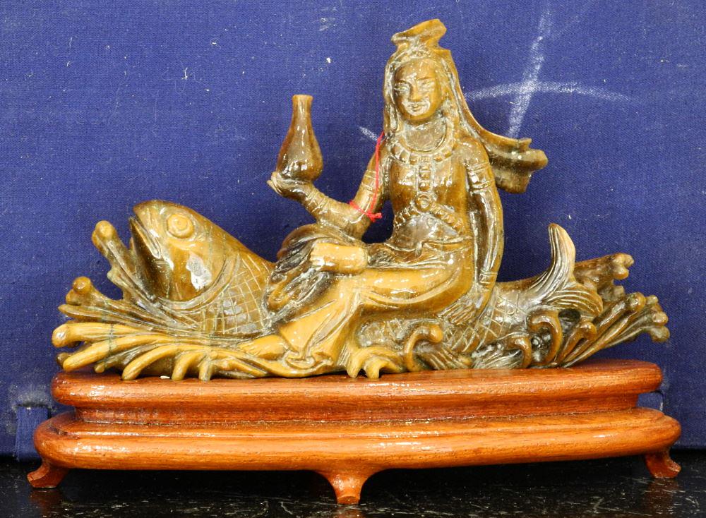 Chinese Tiger Eye Stone Carving with Stand & Box, 7 (1 of 2)