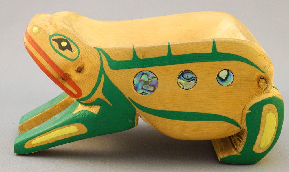 Northwest Coast "Frog" Carving signed Richard Tom, (1 of 3)