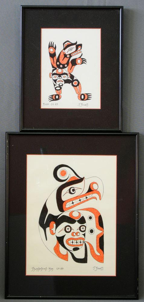 2 N.W.C. Drawings signed J.Powell, 11 1/7" x 8 1/2" & 7 (1 of 3)