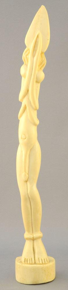 African Carved Phallic Figure, 12 1/2" high, no export. (1 of 3)