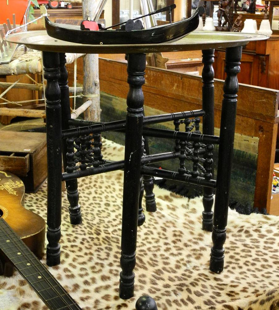 Brass Tray Top Folding Table (top fixed with screws), (1 of 1)