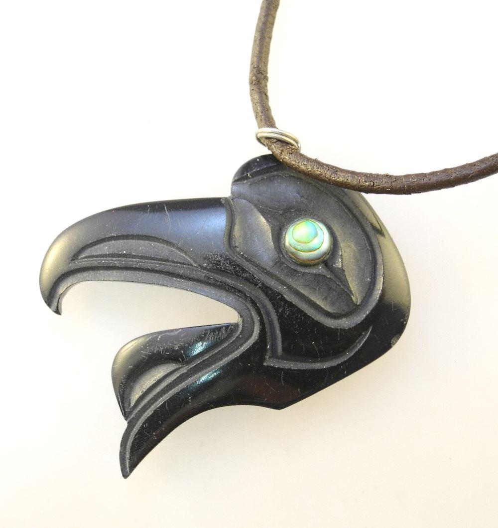 Argillite Pendant "Haida Eagle" signed Myles Edgars, 1 (1 of 2)
