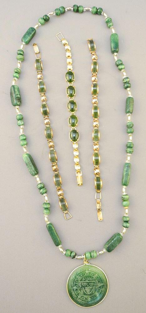 Jade Pendant Necklace with 3 Jade Bracelets. (1 of 3)