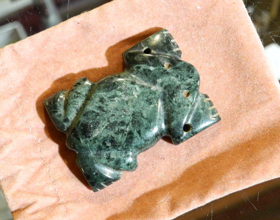 Pre-Columbian Style Jade Frog Carving, 1 7/8" high. (1 of 2)