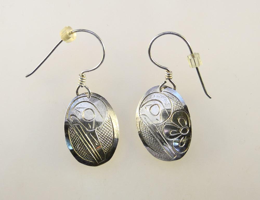 Pair of Salish Silver Earrings monogrammed GH (Graham (1 of 2)