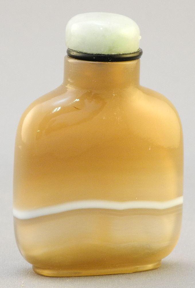 White Banded Plain Quartz Snuff Bottle, 1 15/16". (1 of 3)