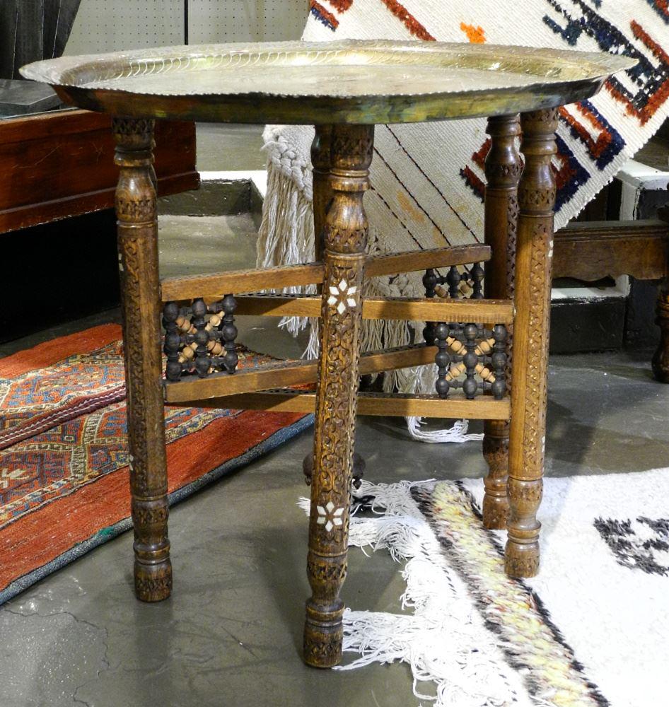 South Asian Brass Folding Tray Table. (1 of 2)