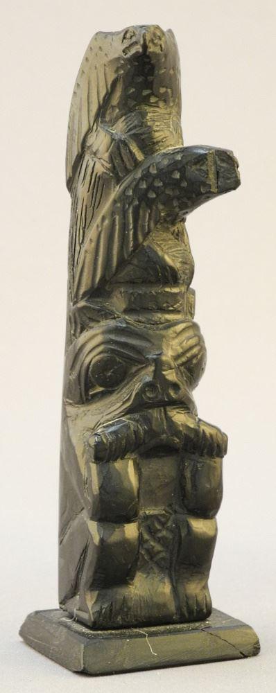 Argillite Totem Pole, Base Signed, 4 7/8" high, (1 of 4)