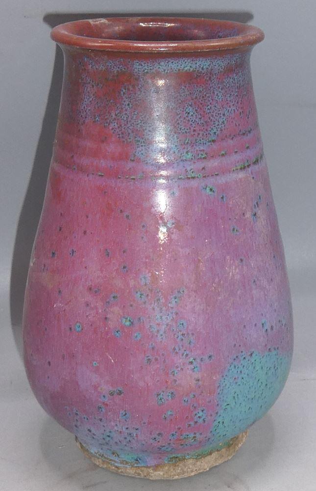 Lavender & Green Glazed Bottle Vase, 5 1/2" high. (1 of 5)