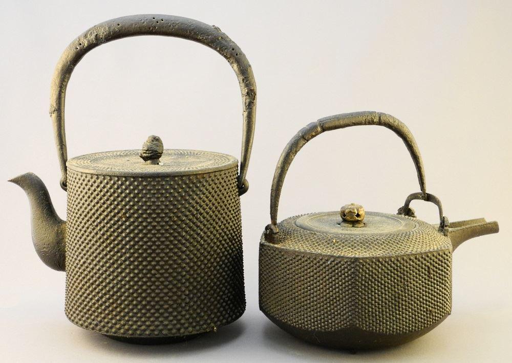 2 Japanese Cast Iron Tetsubin, 8 1/2" & 7 3/4" length, (1 of 3)