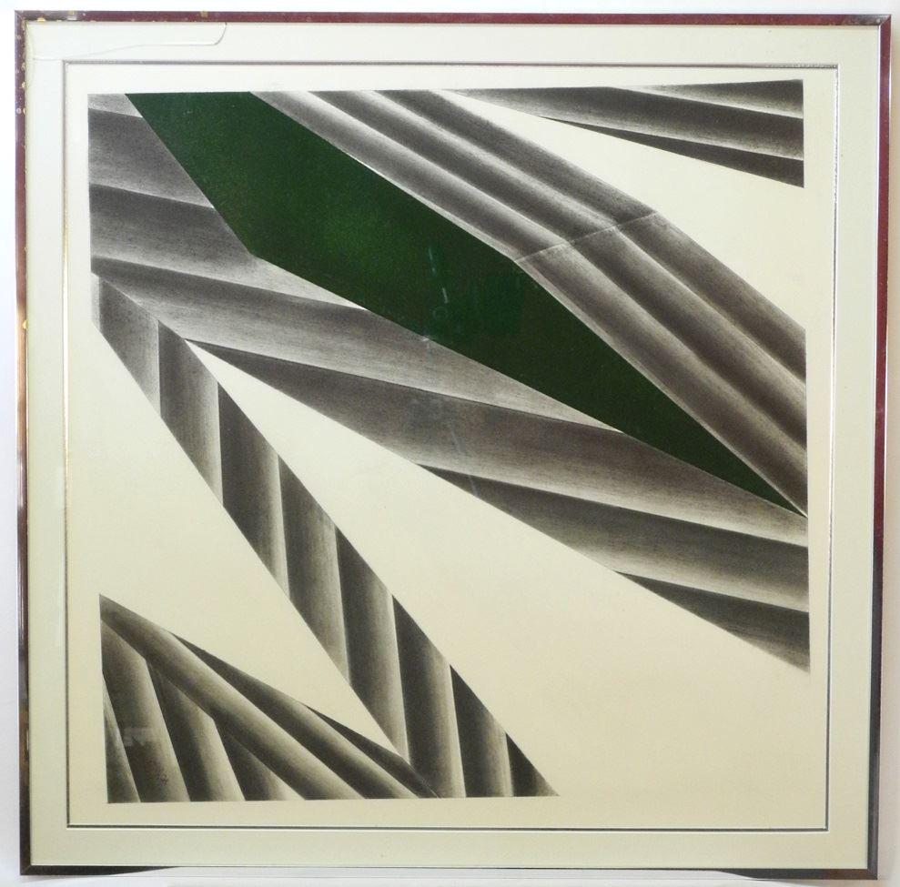Mixed media signed inverso Don Harvey 1978, 28 1/4" x: Mixed media signed inverso Don Harvey 1978, 28 1/4" x 28 1/4", "Black Diamond #4".