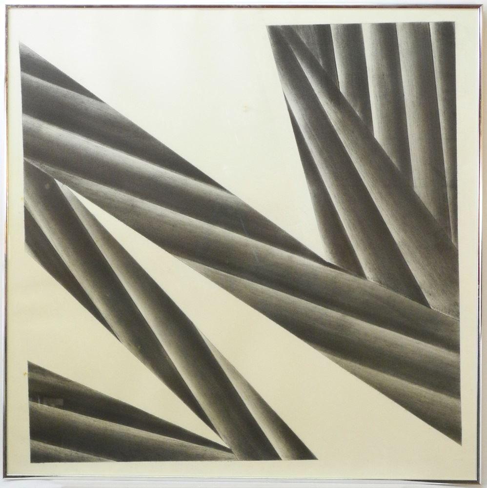 Mixed media signed inverso Don Harvey 1978, 29" x 29": Mixed media signed inverso Don Harvey 1978, 29" x 29" "Black Diamond #5".