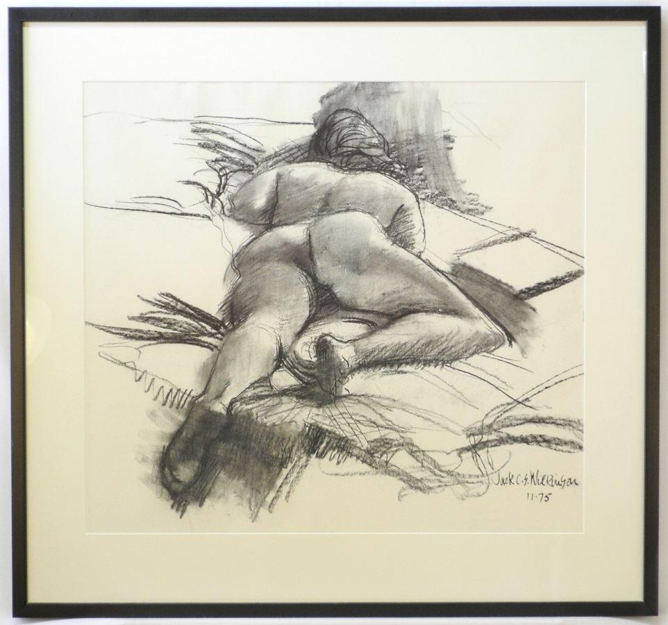 Pastel Sketch signed Jack Wilkinson 1975, 21" x 23: Pastel Sketch signed Jack Wilkinson 1975, 21" x 23 1/2", "Female Nude".