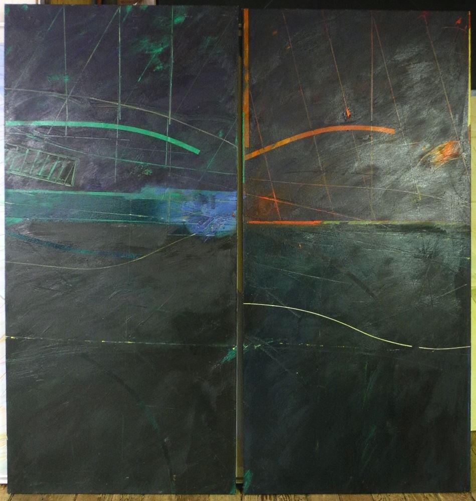 Series of four attrabuted to Don Harvey, 77" x 36",: Series of four attrabuted to Don Harvey, 77" x 36", "Abstract".