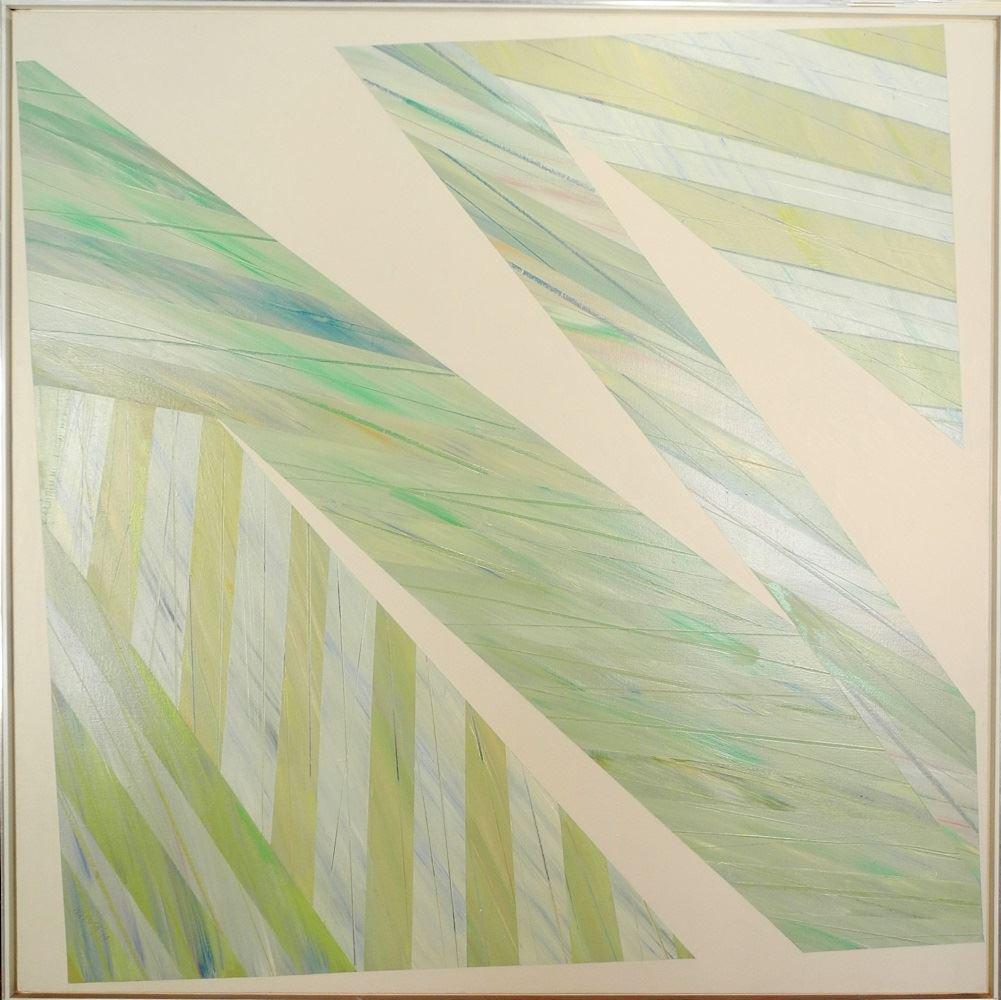 Oil & lucite signed inverso Don Harvey 1974, 66" x 66",: Oil & lucite signed inverso Don Harvey 1974, 66" x 66", "White Diamond #2".