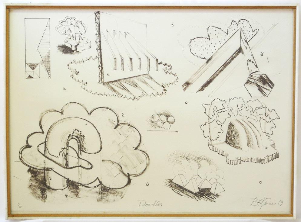 Sketch signed indistinctly '69, 20" x 28", "Doodles".: Sketch signed indistinctly '69, 20" x 28", "Doodles".