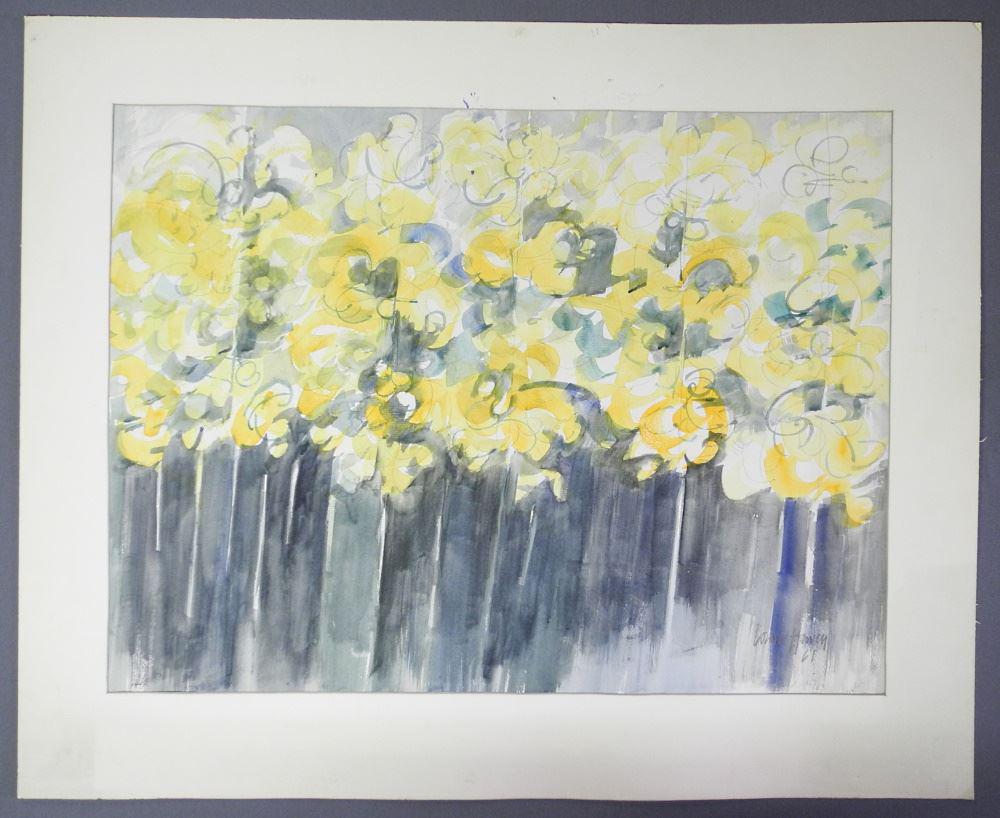 Unframed Watercolour signed Donald Harvey '61, 19 1/2" (1 of 2)