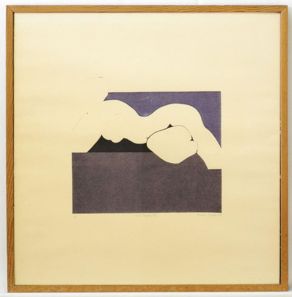 Silkscreen Print signed Bruce Davies 1969, 18" x 17: Silkscreen Print signed Bruce Davies 1969, 18" x 17 1/2", "Cool Nude III"
