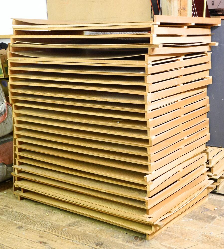 Stacking Storage Shelves for Artwork, 48" wide.: Stacking Storage Shelves for Artwork, 48" wide.