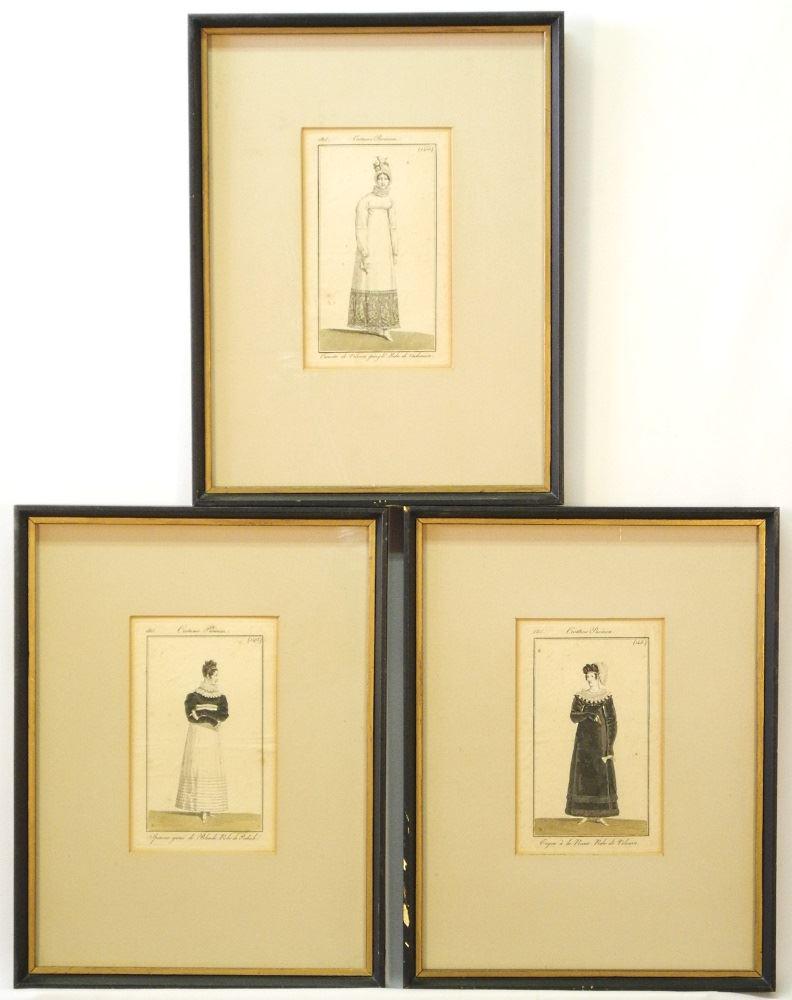 Set of 6 Framed early 19th Century French Fashions (1 of 2)