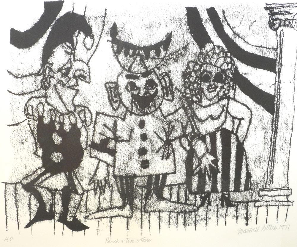 Lithograph signed Maxwell Bates '77, 19 1/4" x 23 1/4", (1 of 3)