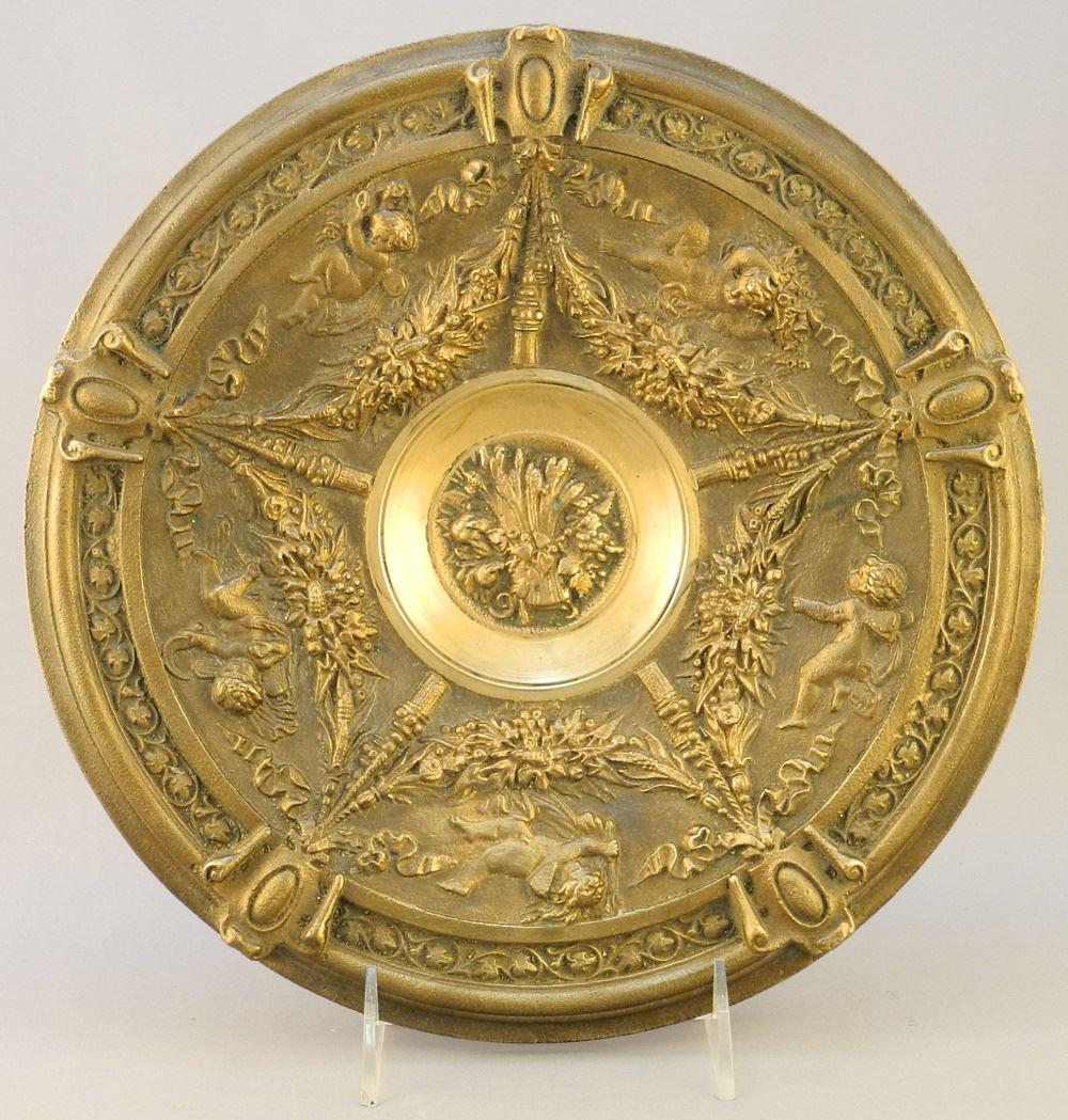 Renaissance Revival Bronze Dish Cast in High Relief,: Renaissance Revival Bronze Dish Cast in High Relief, 11" diameter.