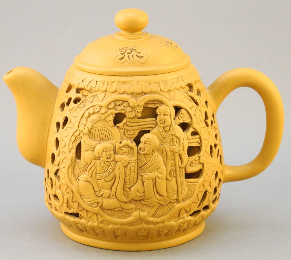 Yixing Ware Teapot with Openwork Decoration, (1 of 9)