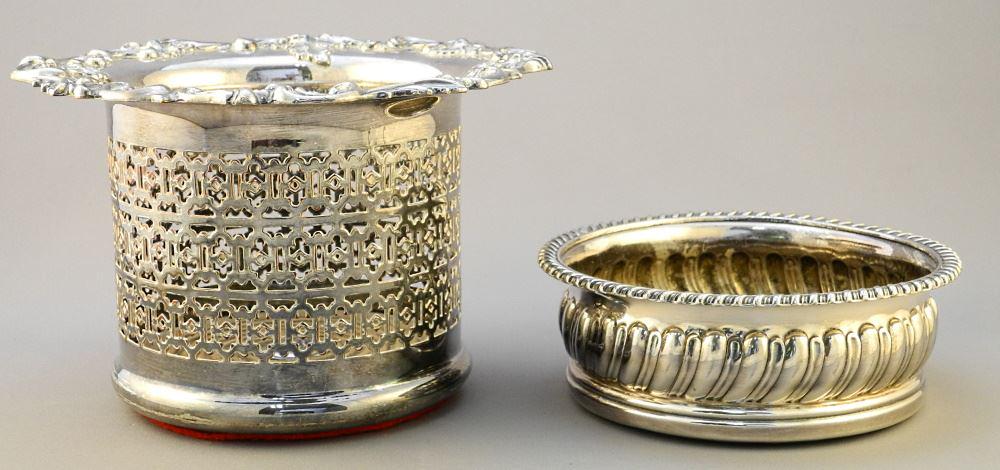 2 Silver Plated Coasters, taller 5" high. (1 of 2)