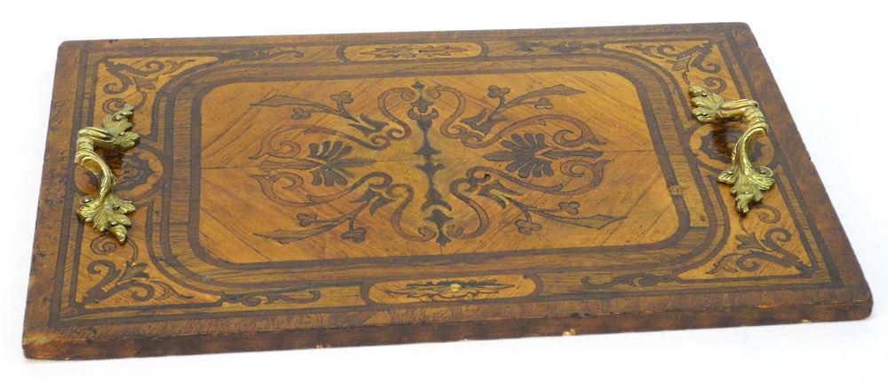 Antique Marquetry 2 Handled Tray, 10 1/4" x 16". (1 of 3)
