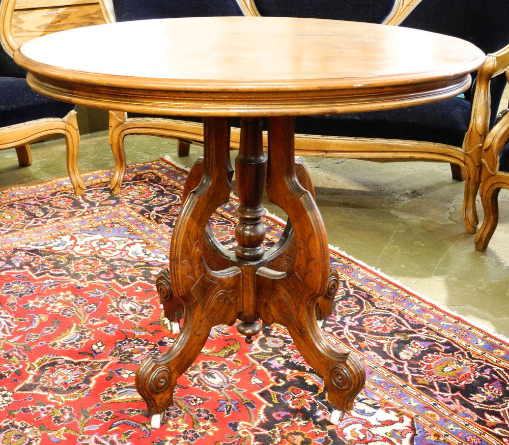 Eastlake Walnut Parlour Table. (1 of 3)