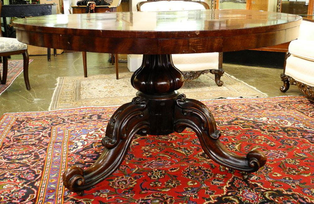 Mahogany Tilt Top Table with Carved Tripod Base,  48" (1 of 4)