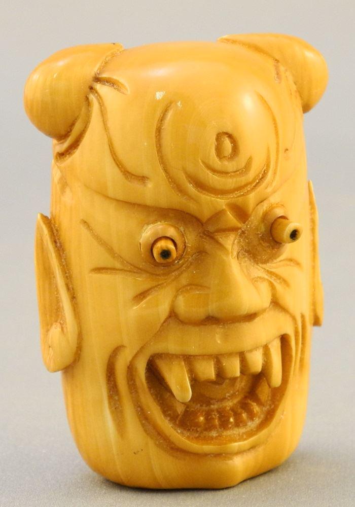 Japanese Netsuke of a Glaring Oni, 2" high. (1 of 5)