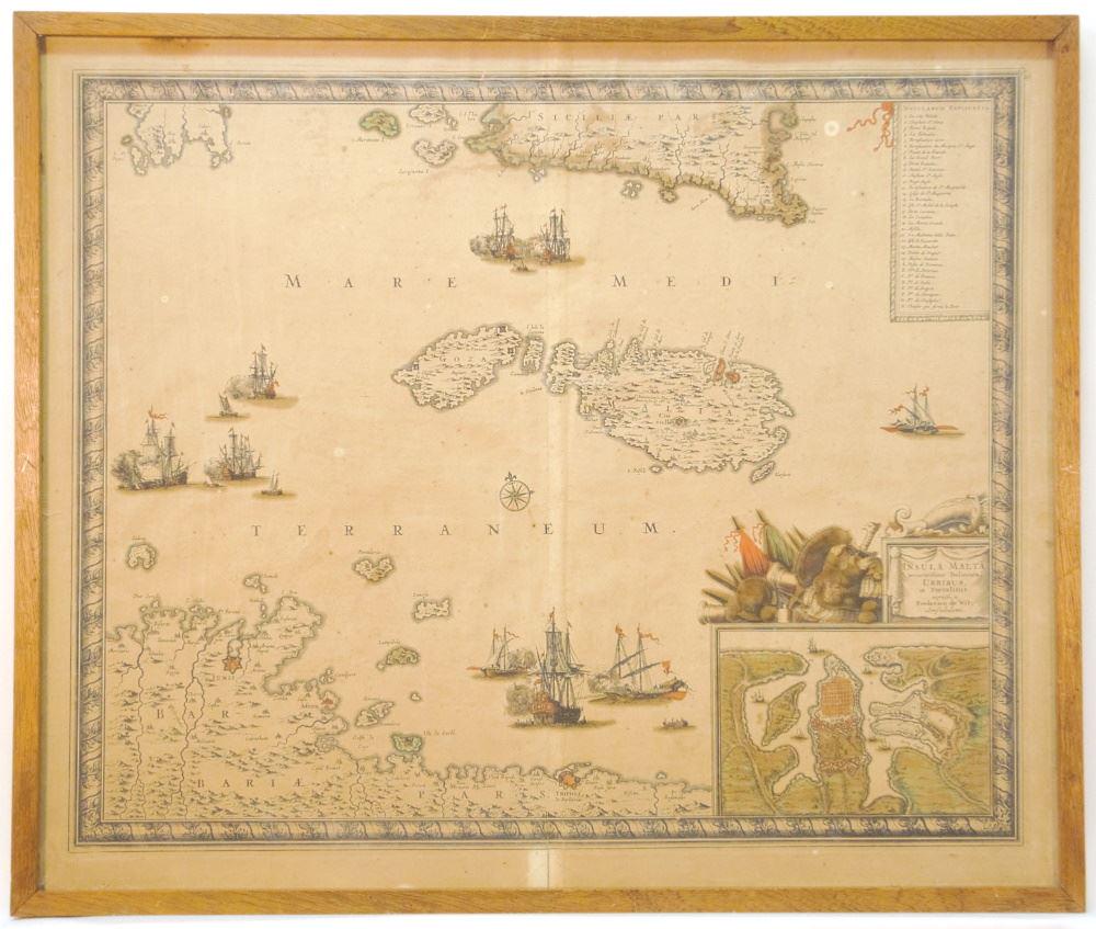 Antique Map of Malta by Frederico de Wit, 19" x 22 (1 of 8)